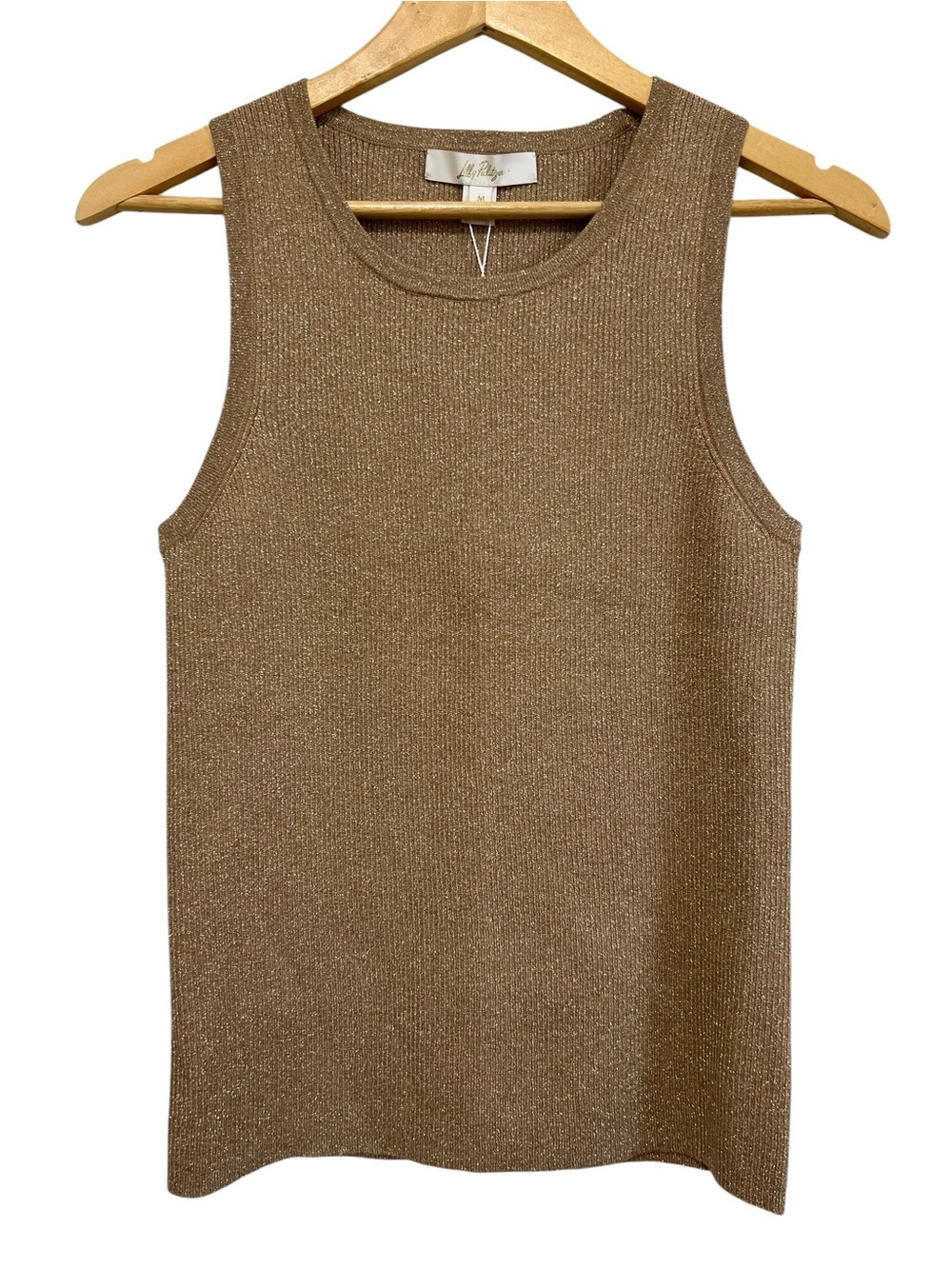 Lilly Pulitzer Esli Sleeveless Sweater Tank in Sand Bar Metallic Size Medium - Picture 2 of 13